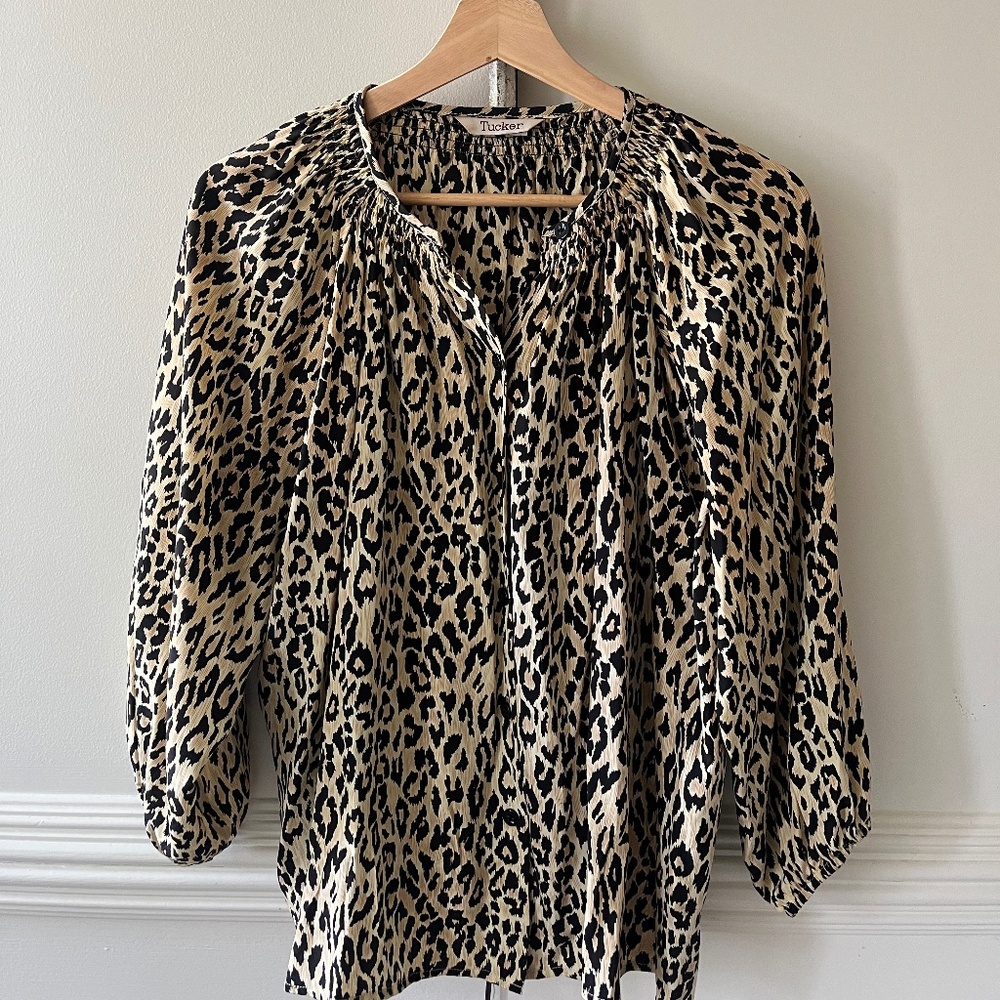 Tucker leopard silk blouse small